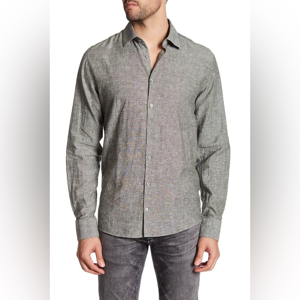 J. LINDBERGH Linen/Cotton Slim Fit Button UP